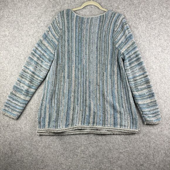 J Jill Sweater Womens XL Blue Confetti Striped Stretch Knit Pullover Coastal - Picture 5 of 14